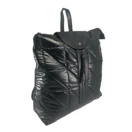 Fekete divatos steppelt PVC hátizsák 7247