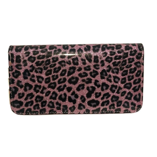  Fényes leopárd mintás műbőr pénztárca pink