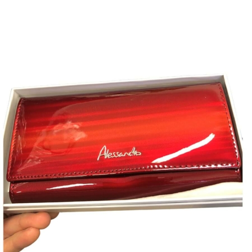 Női piros lakkozott bőr pénztárca Alessandro 60-25