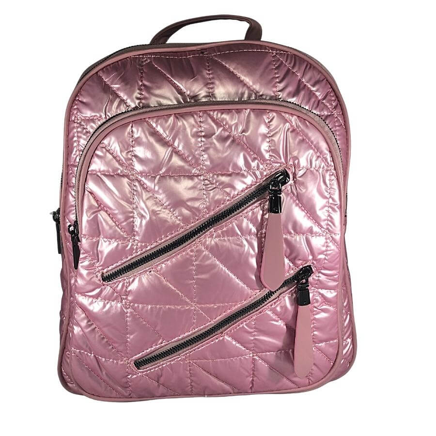 Pink 3 rekeszes divatos steppelt hátizsák